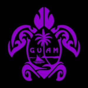 Purple Guam Flag Turtle 5.8Wx6H Premium permanent vinyl decal